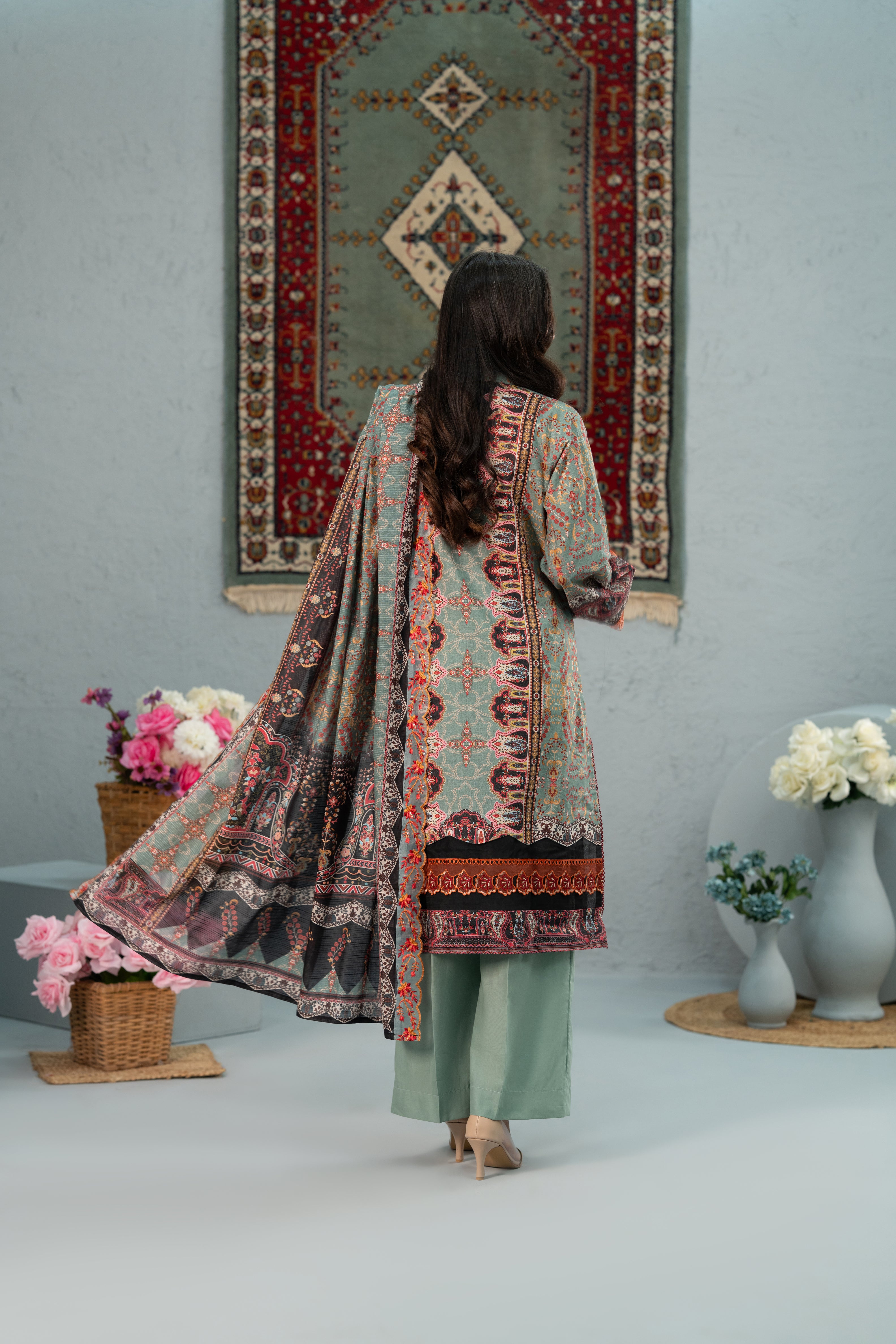 Print + Embroidery Unstitched 3-Piece ZZ-DK-26050