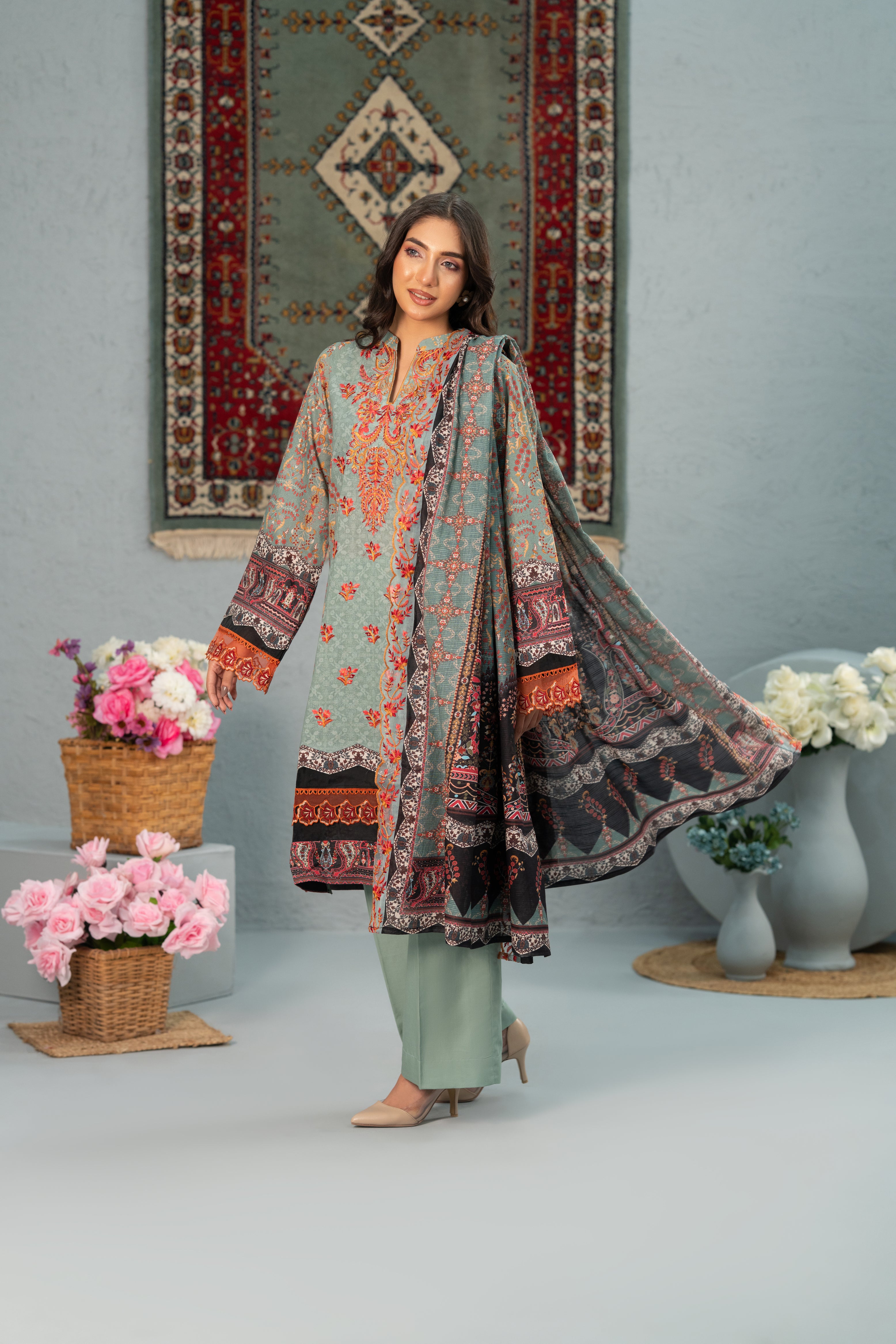 Print + Embroidery Unstitched 3-Piece ZZ-DK-26050