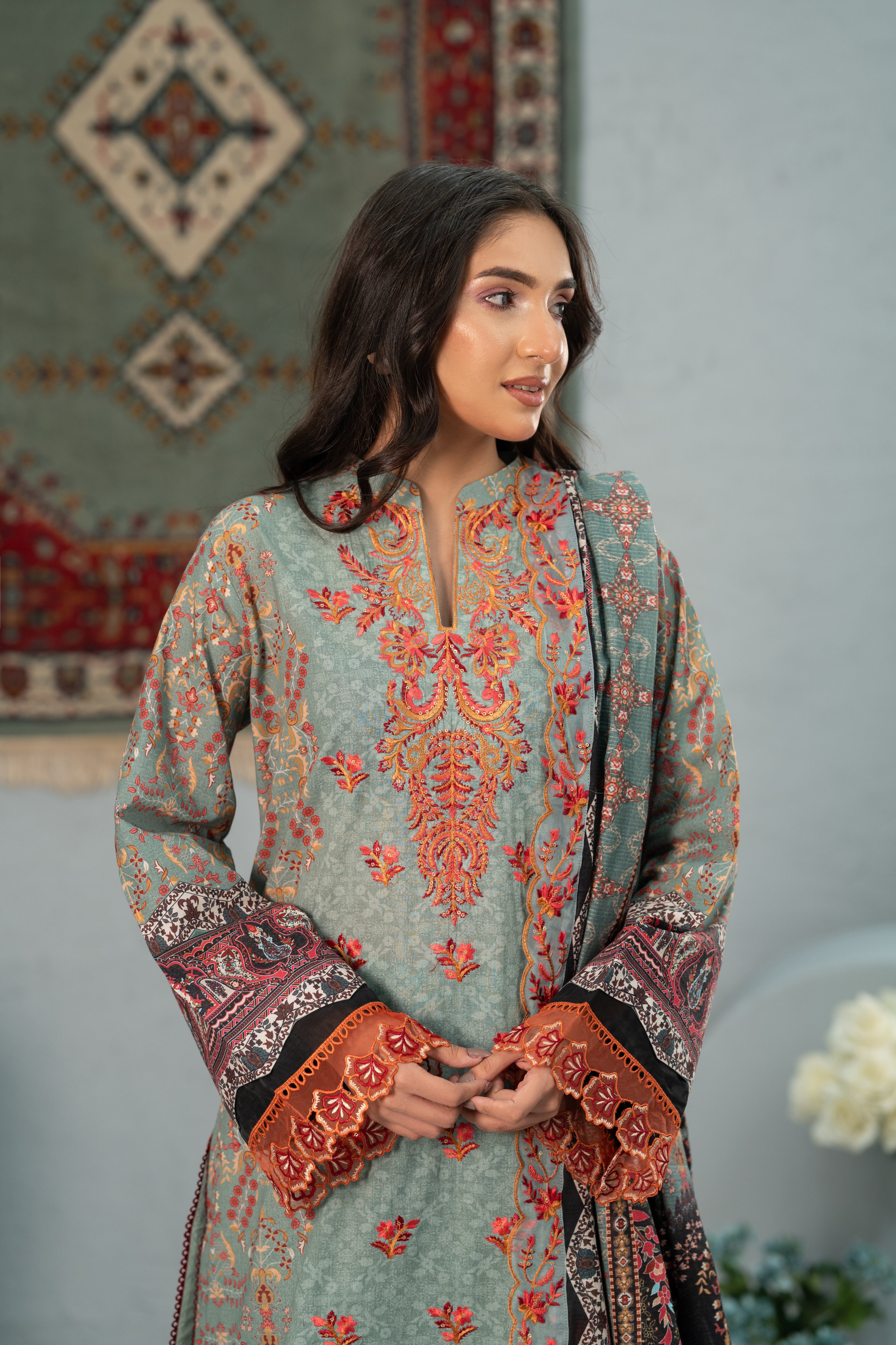 Print + Embroidery Unstitched 3-Piece ZZ-DK-26050