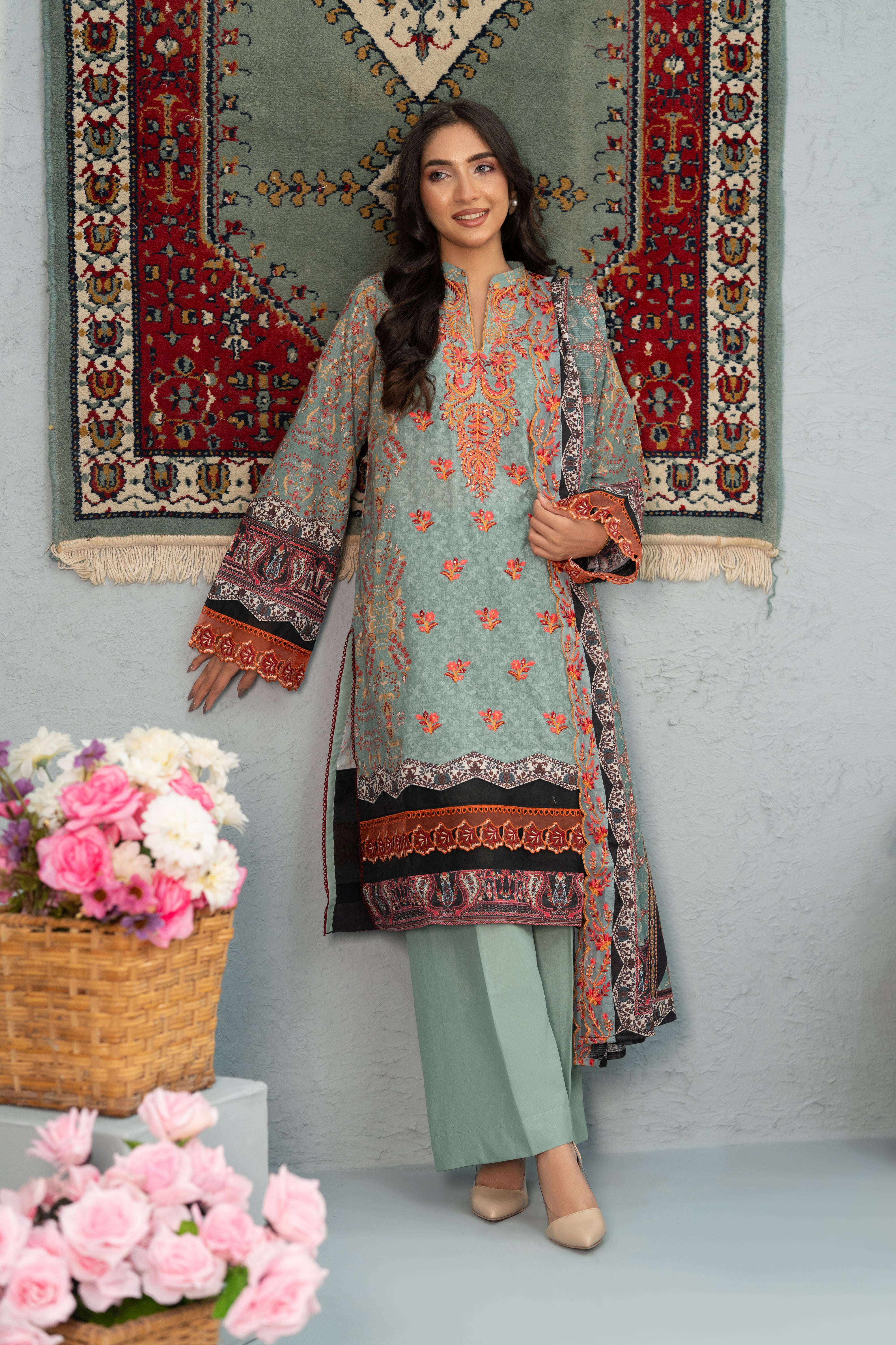Print + Embroidery Unstitched 3-Piece ZZ-DK-26050