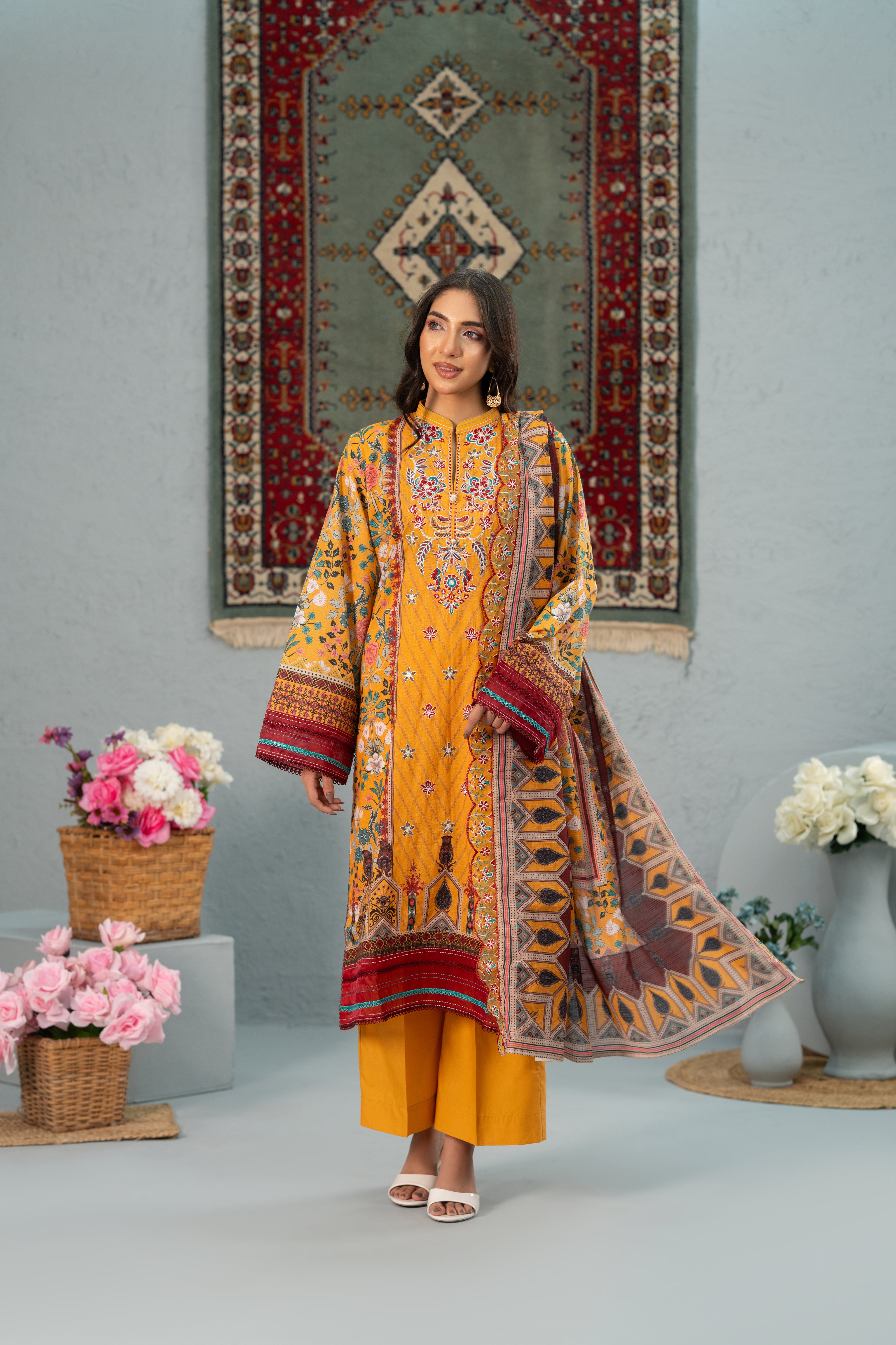 Saffron Souk Print + Embroidery Unstitched 3-Piece ZZ-DK-26052