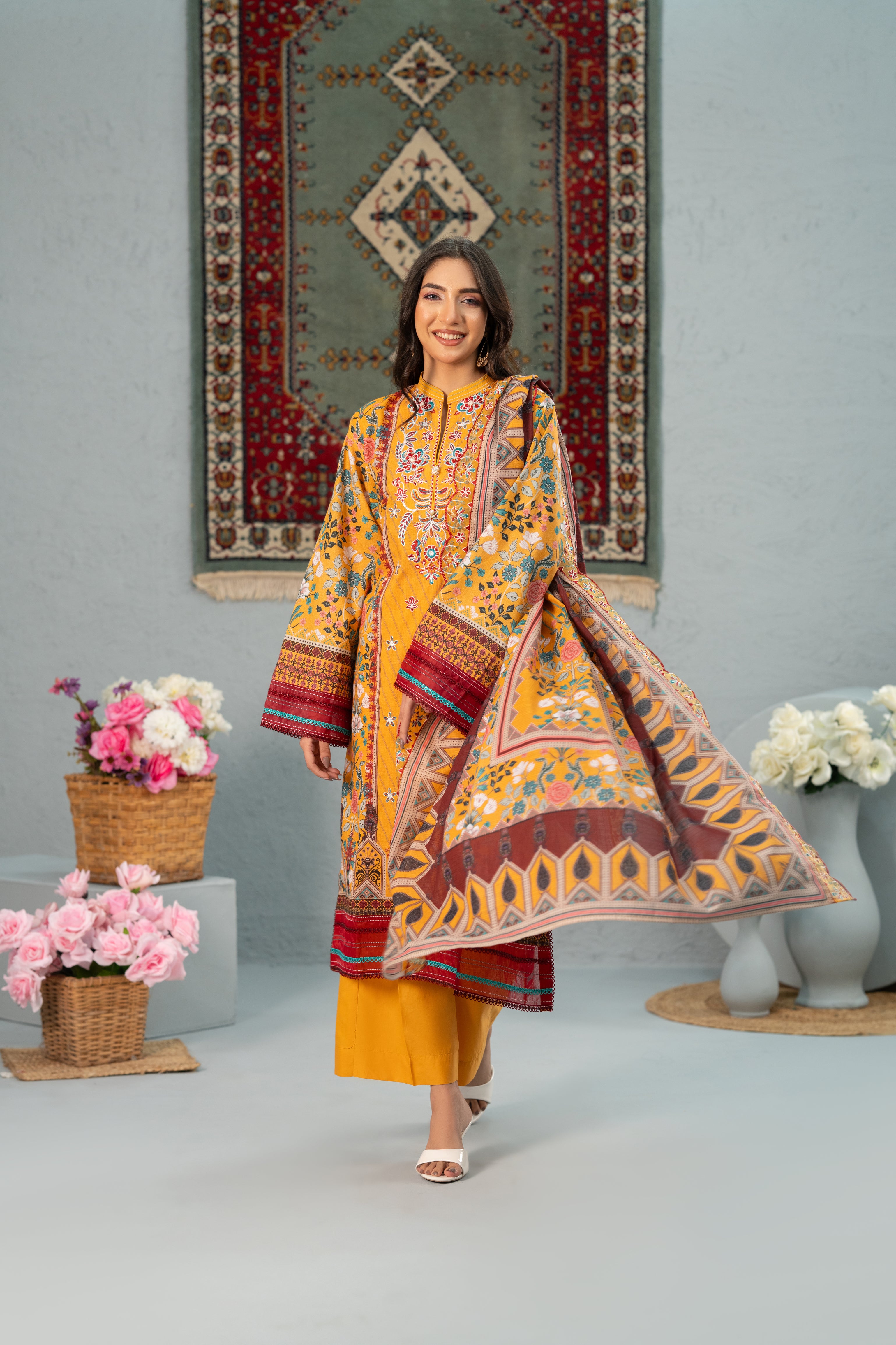 Saffron Souk Print + Embroidery Unstitched 3-Piece ZZ-DK-26052