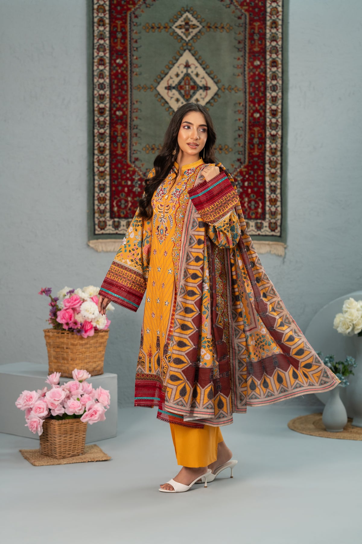 Saffron Souk Print + Embroidery Unstitched 3-Piece ZZ-DK-26052
