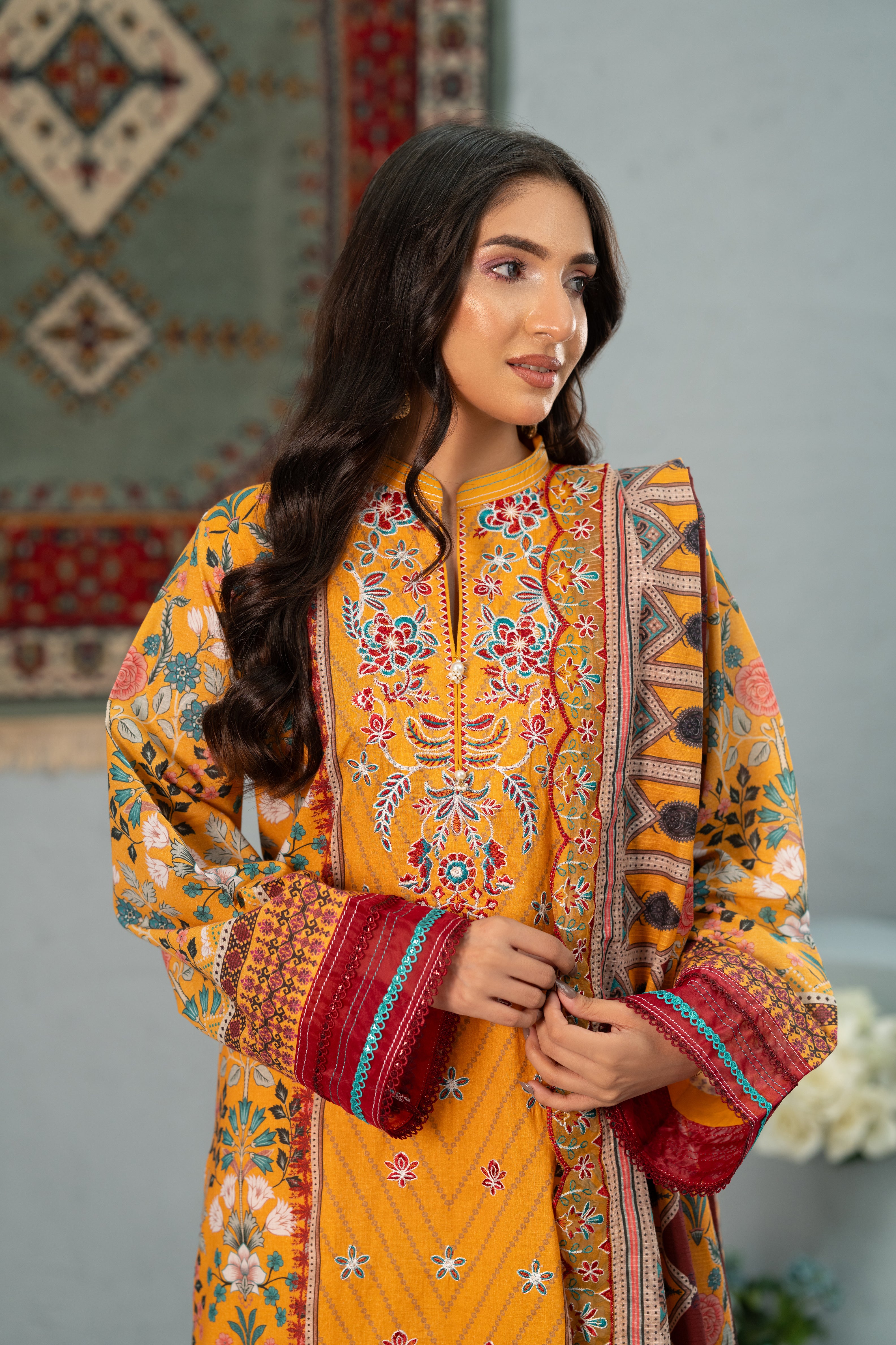 Saffron Souk Print + Embroidery Unstitched 3-Piece ZZ-DK-26052