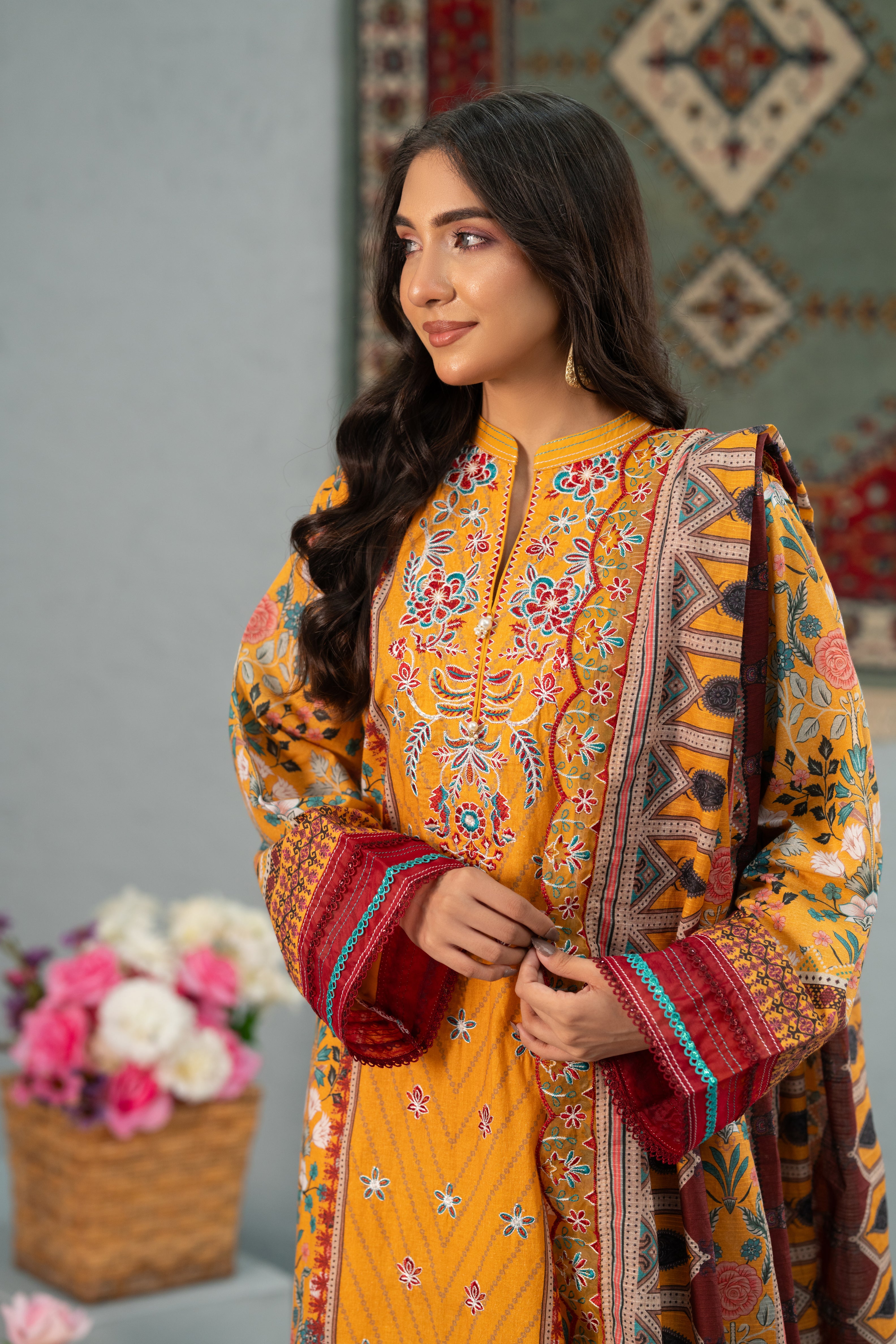 Saffron Souk Print + Embroidery Unstitched 3-Piece ZZ-DK-26052