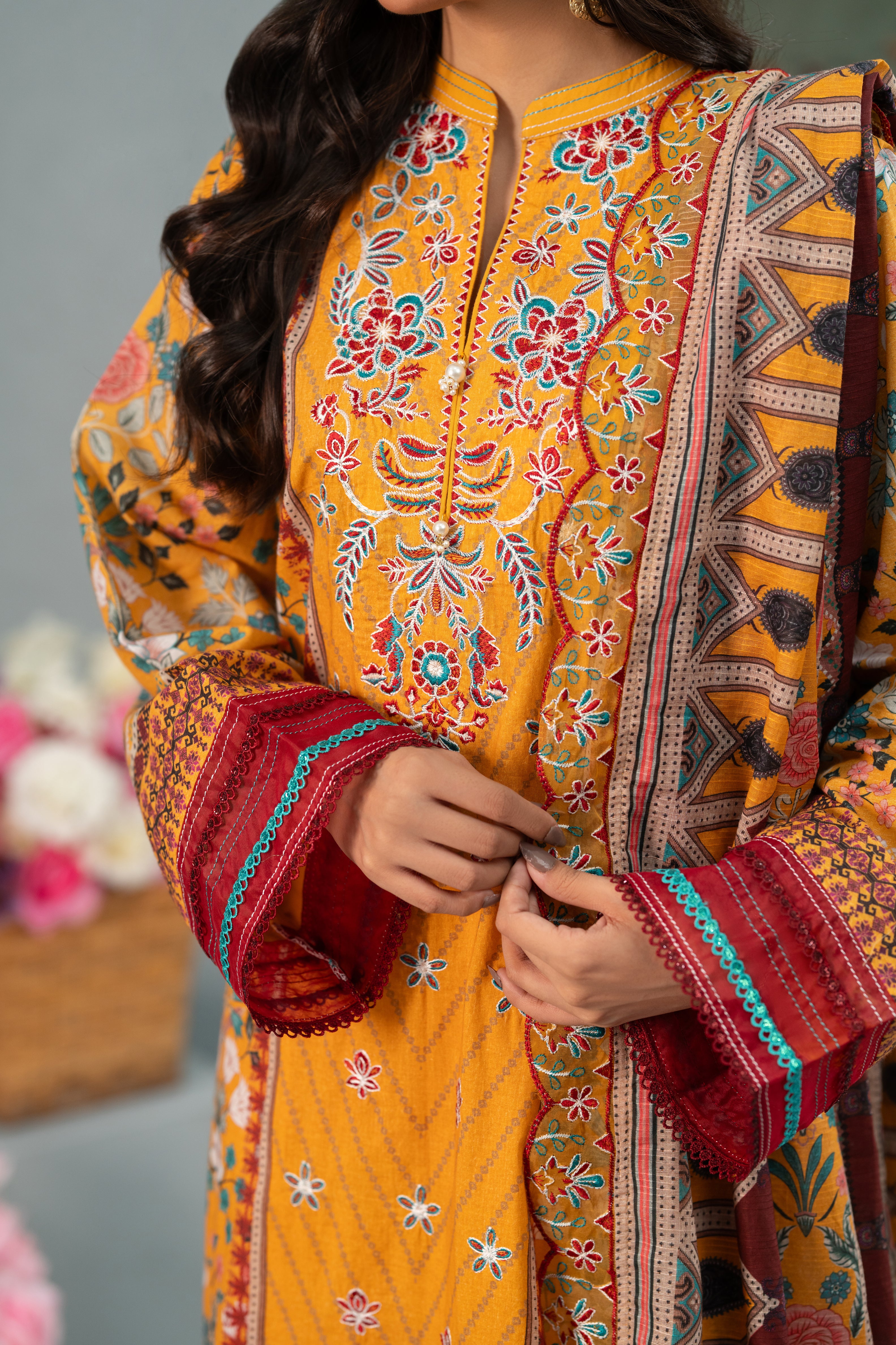 Saffron Souk Print + Embroidery Unstitched 3-Piece ZZ-DK-26052