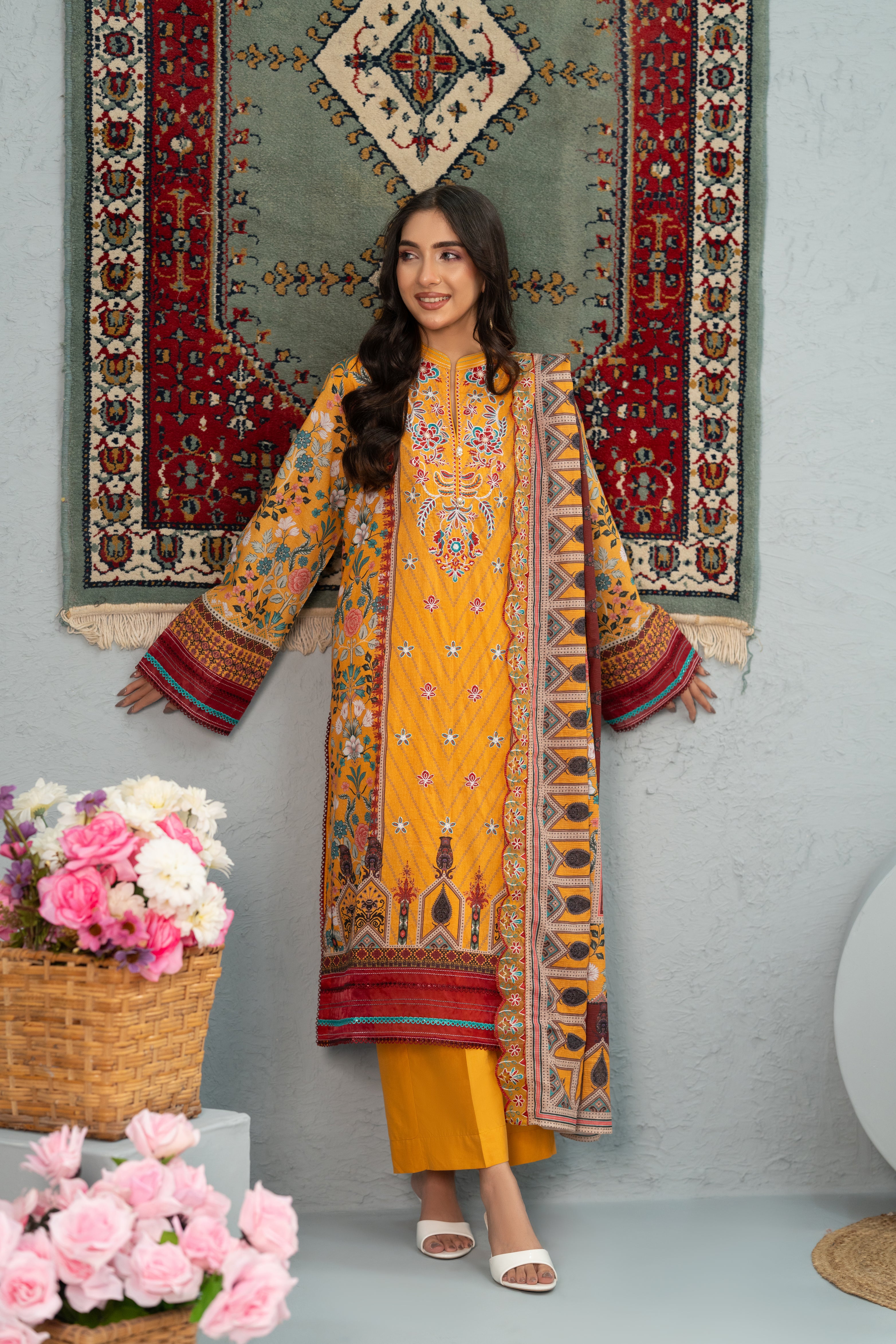 Saffron Souk Print + Embroidery Unstitched 3-Piece ZZ-DK-26052