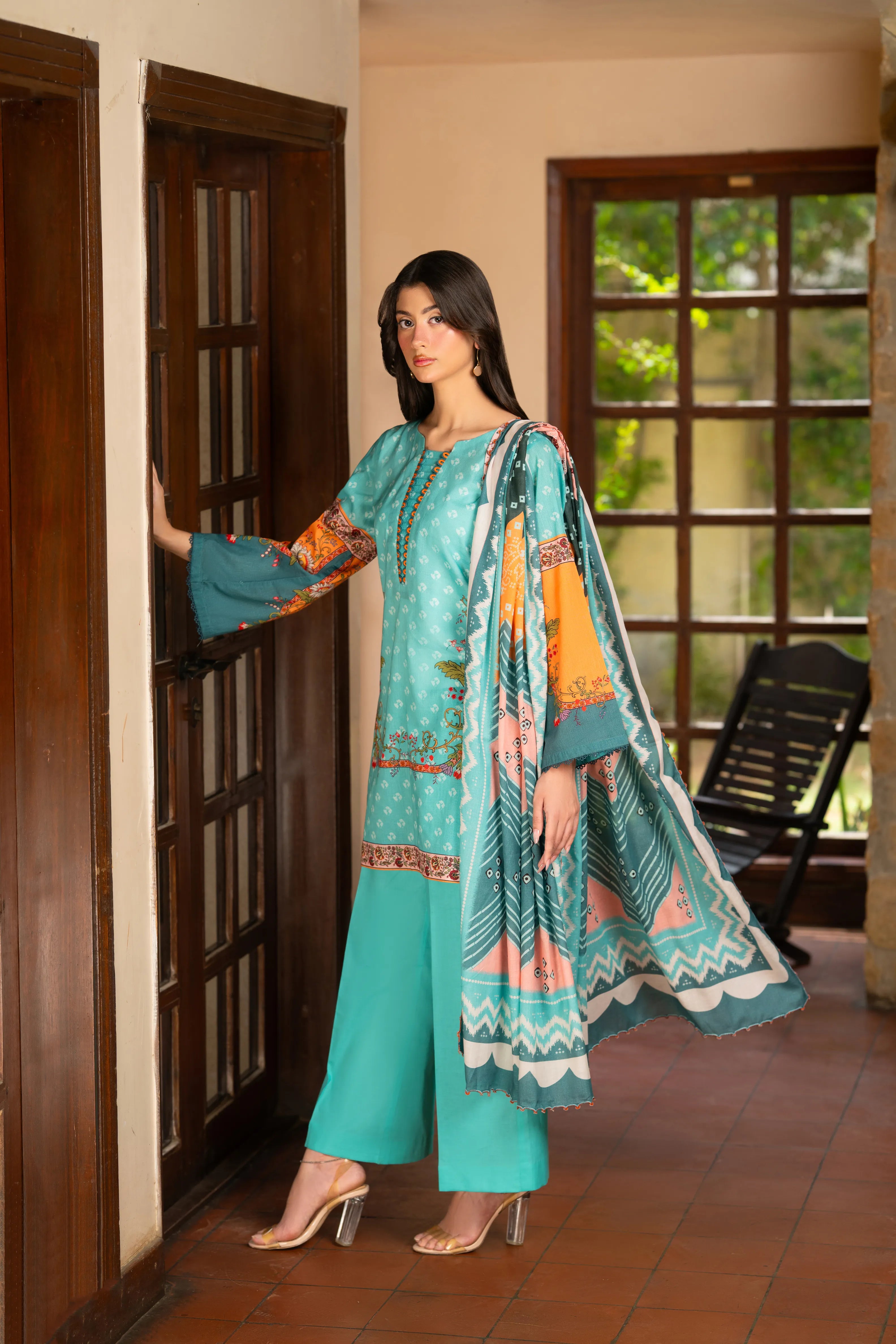 Turquoise Bloom | 3 Piece Printed Suit