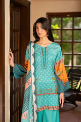 Turquoise Bloom | 3 Piece Printed Suit
