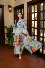 Azure Garden | 3 Piece Printed Suit