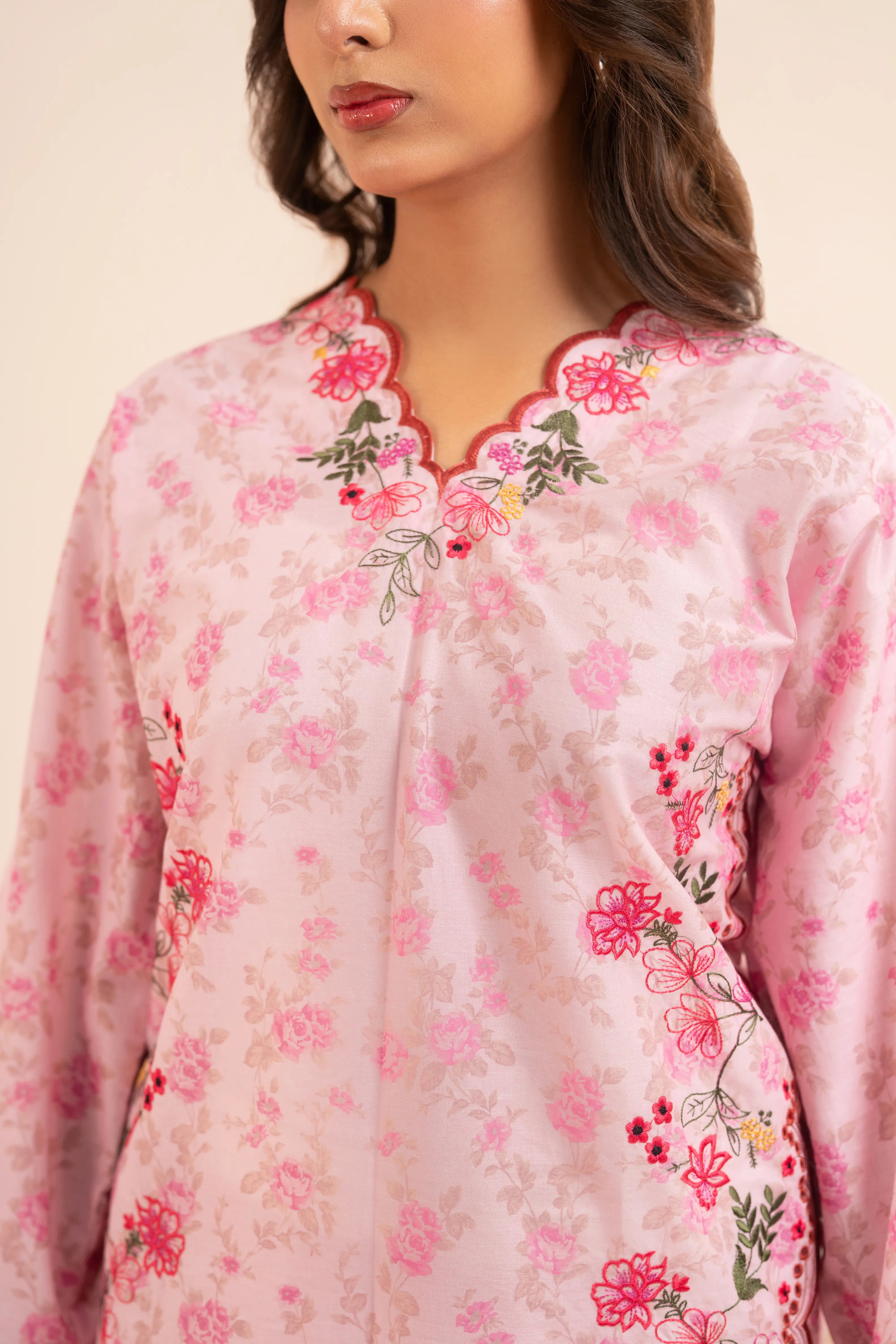 Pink Floral Stitched