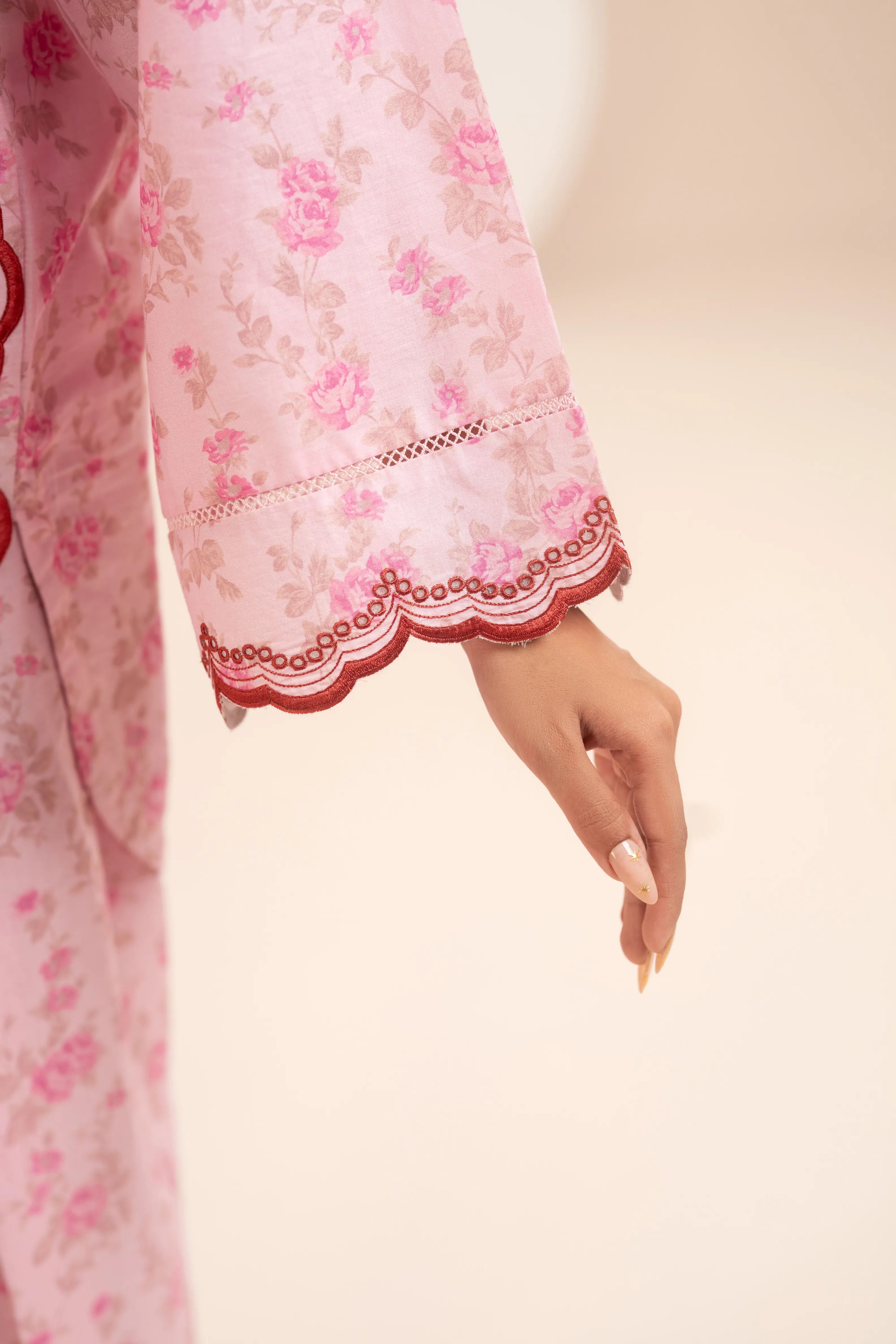 Pink Floral Stitched