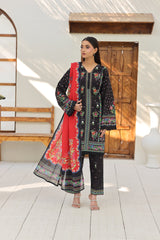 Midnight Black Floral Printed Lawn 3-Piece ZZ-UN-26024